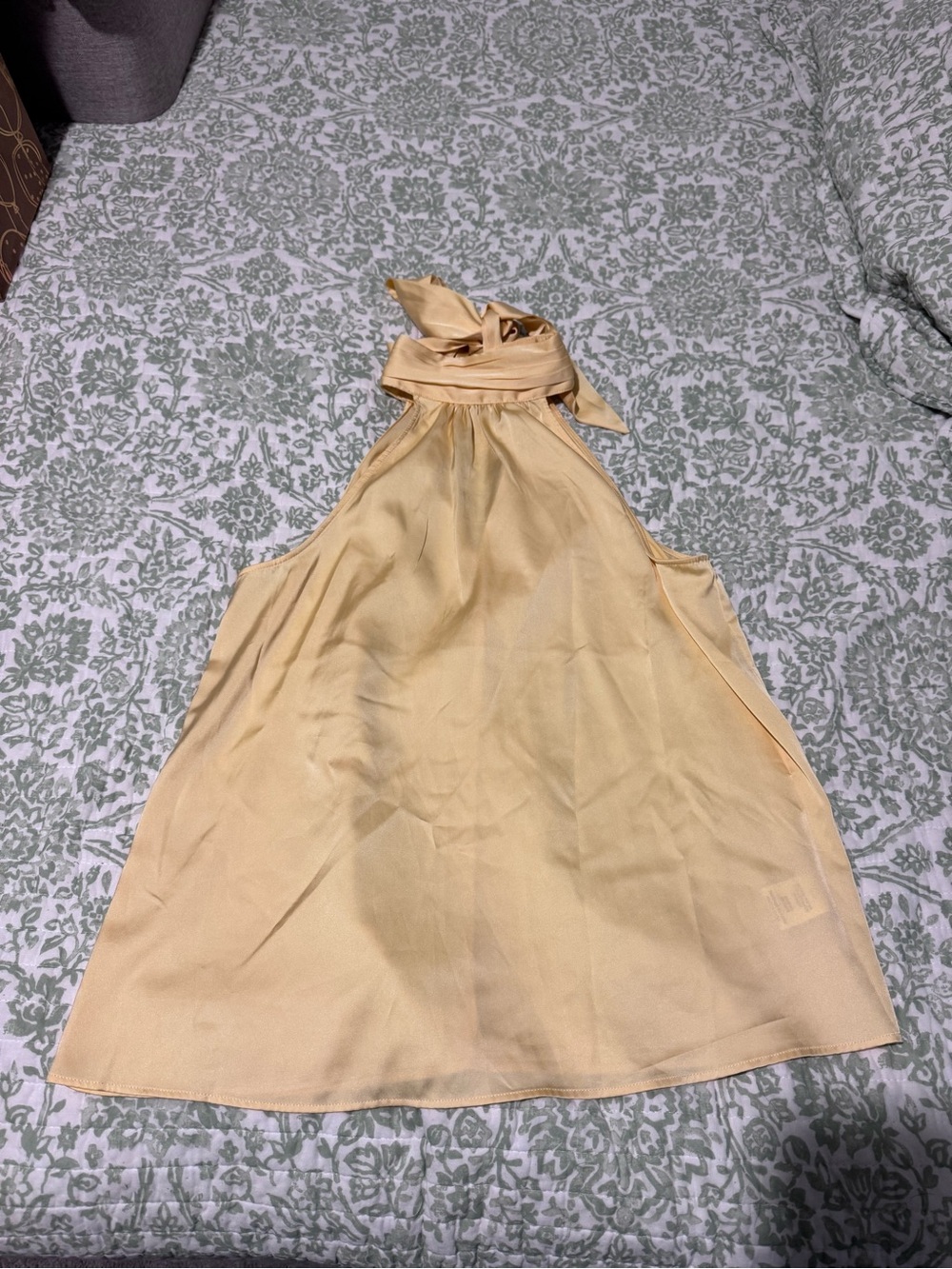Joie Pale Yellow Satin Halter Neck Top